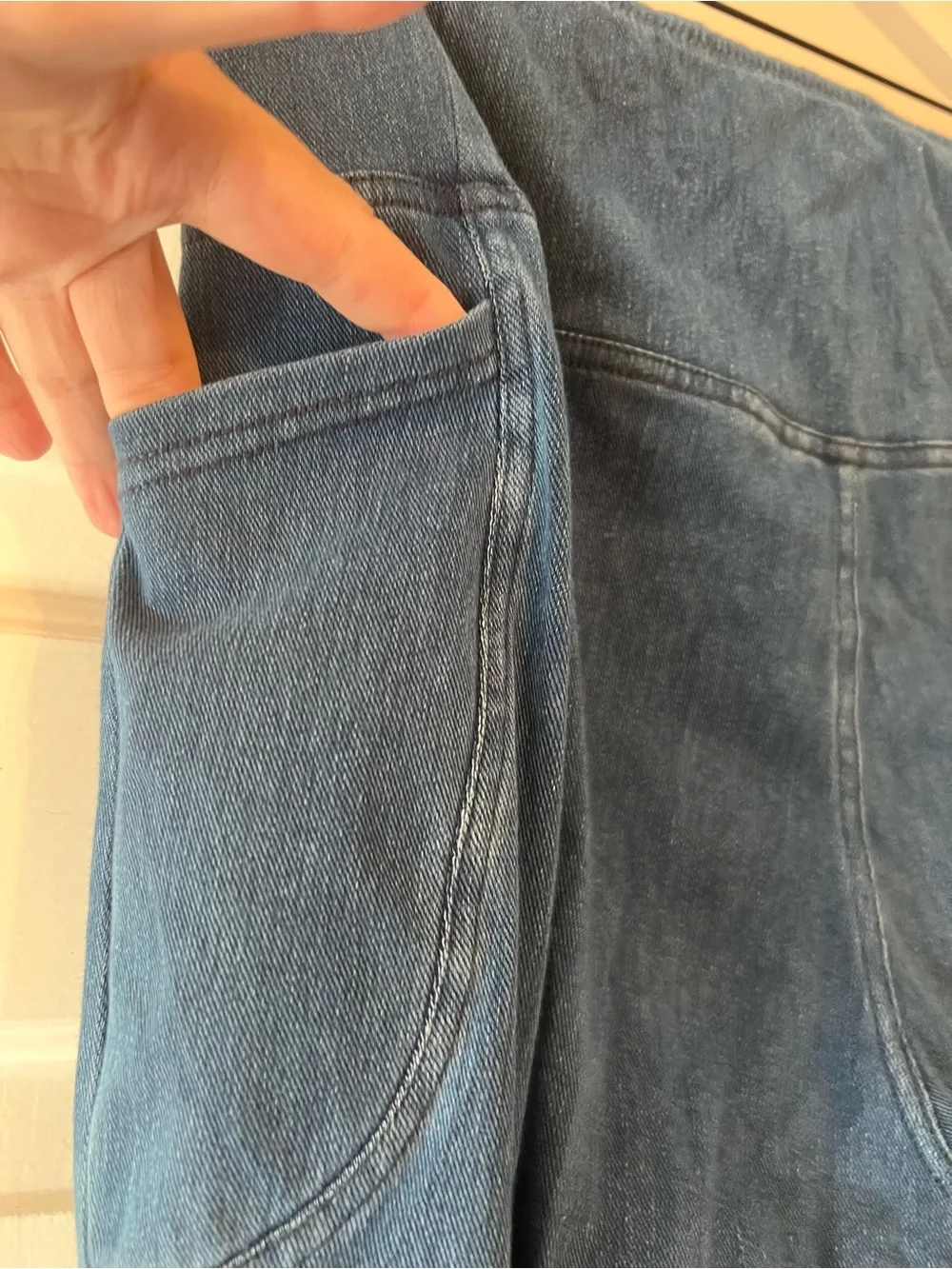 Halara Flex™ Crossover Pocket Washed Denim Work Leggings Jeans NWT XL #2750